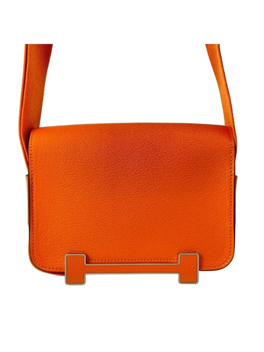 Hermes Shoulder Bag Geta Orange Minian Silver